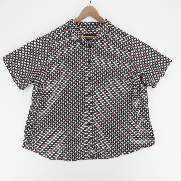Wild Fang Essential Shirt Womens 3X Black Smiley Face Short Sleeve Button Up - Picture 1 of 6